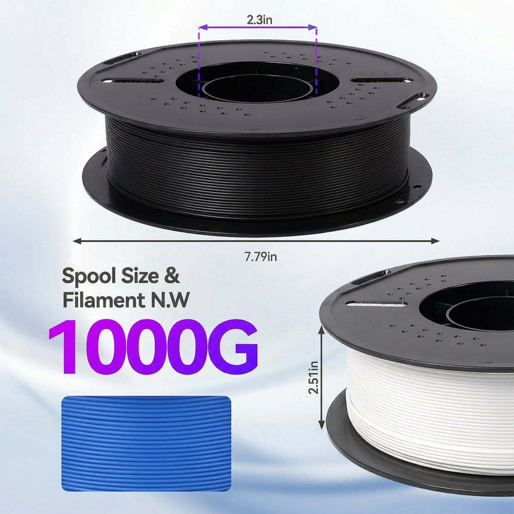 Epelay 6kg PLA+ 3D Printer Filament Bundle, Black, White, Gray, Orange, Yellow & Green, 6 x 1kg Spools, 1.75mm, Compatible with Most FDM 3D Printers