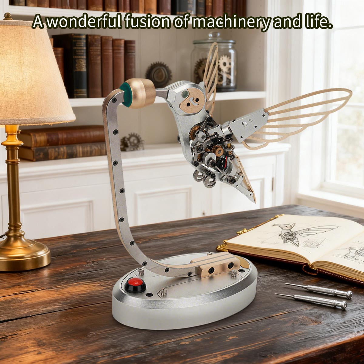 Hummingbird 3D Metal Puzzle for Adults, Mechanical Dynamic Bird Metal Model Kit with Transmission Mechanism, DIY Assembly Bionic Bird 3D Puzzle Jigsaw Animal, Semi-Finished