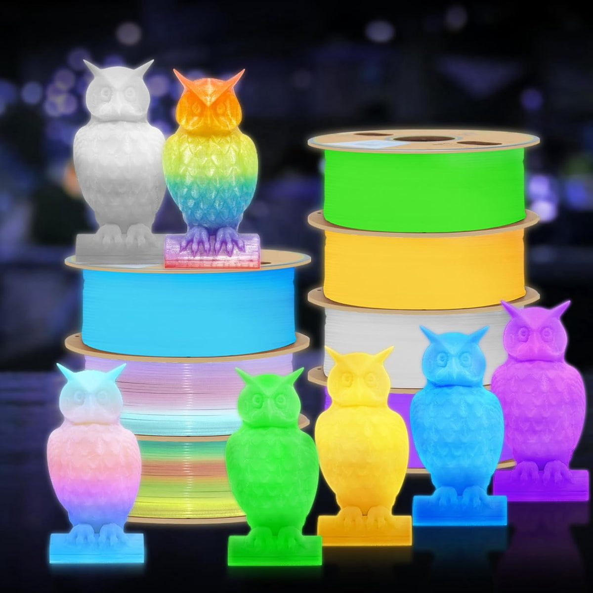 PLA Filament Glow in The Dark Multicolor, Rainbow PLA Filament, Gradient 3D Printer Filament Color Change, 250g(8.8oz) Spool