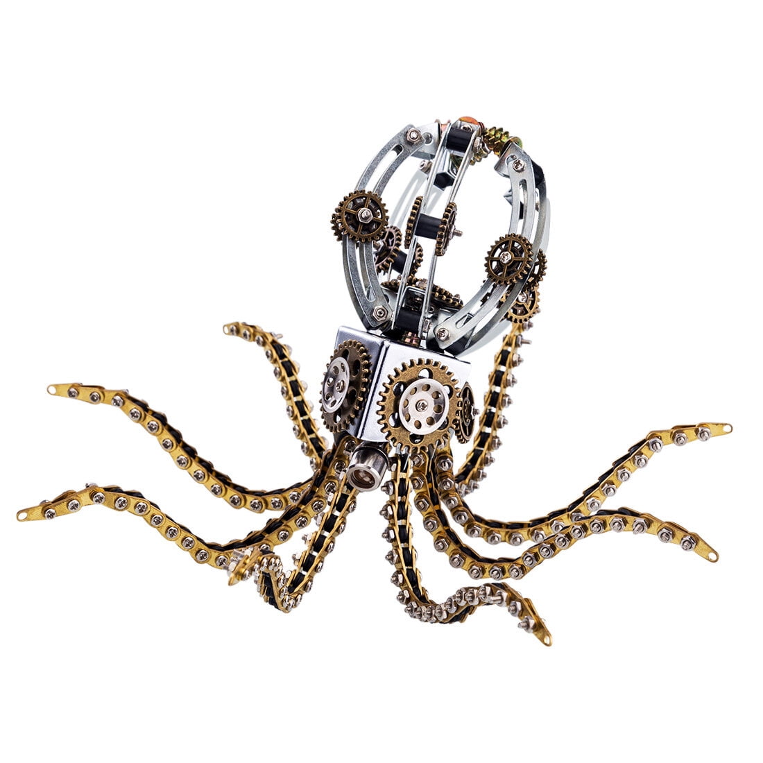 Mechanical Octopus 3D Metal Model Kit with Moon Lamp, Touch 3 Colors, Customizable Steampunk Puzzle & Desk Light, Perfect Room Decor and Gift Choice