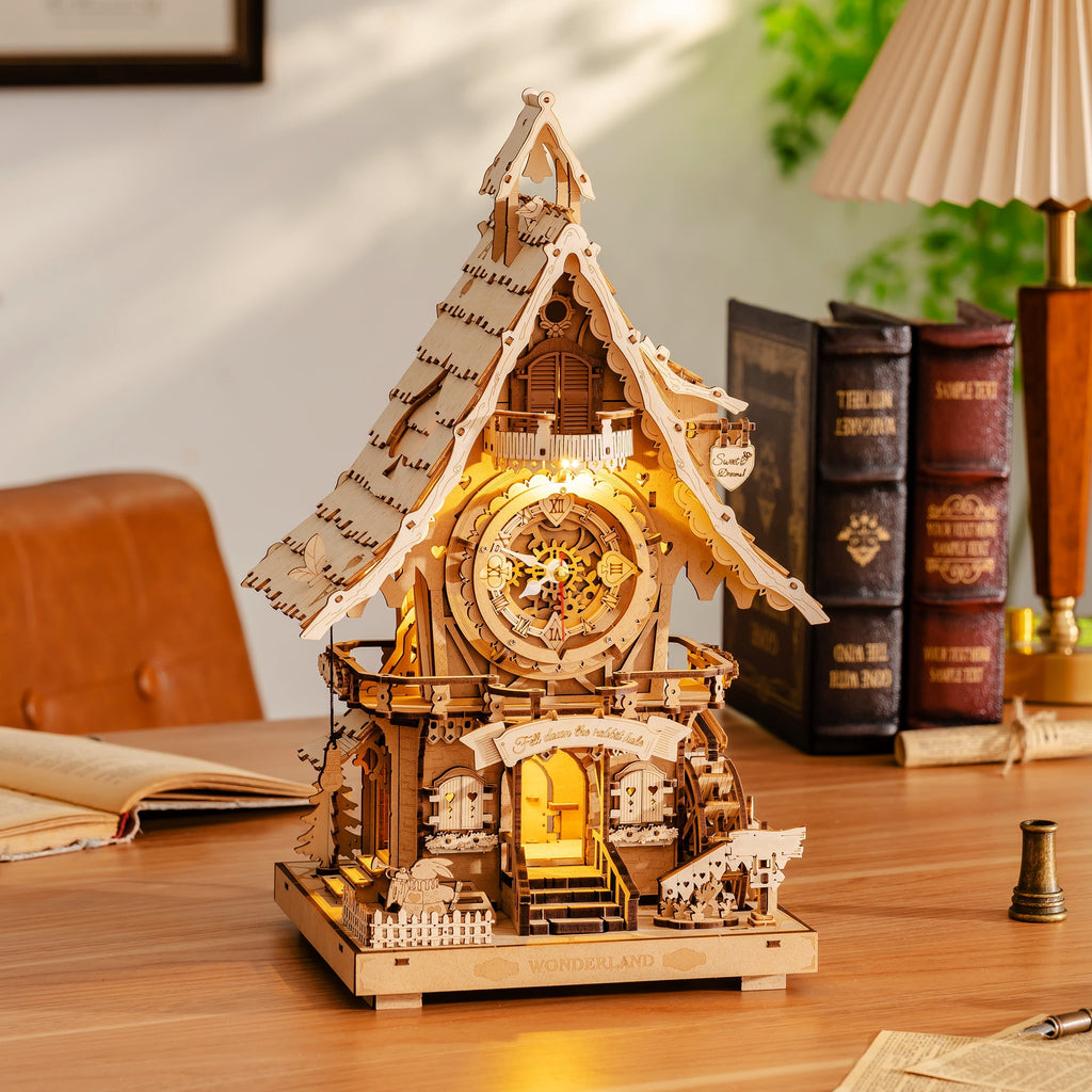 Robotime Cuckoo Clock Wood 3D Puzzles DIY Craft Kit for Adults 435 Pieces