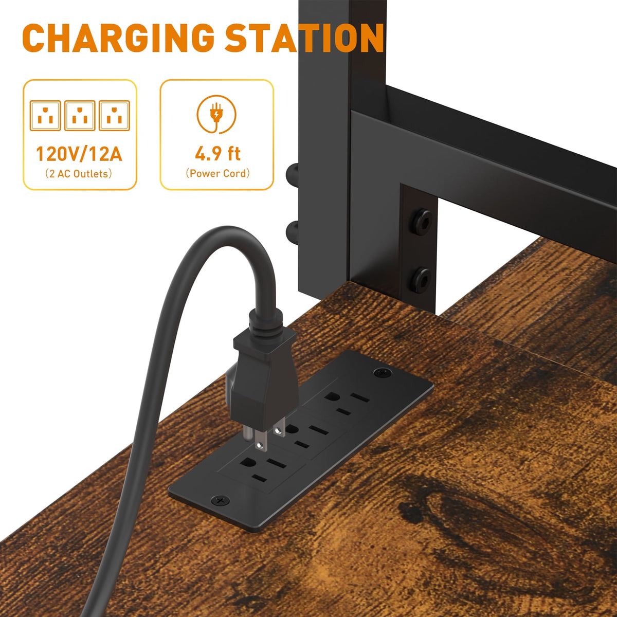 3D Printer Table with 4-Tier Filament Storage Rack and Power Outlet