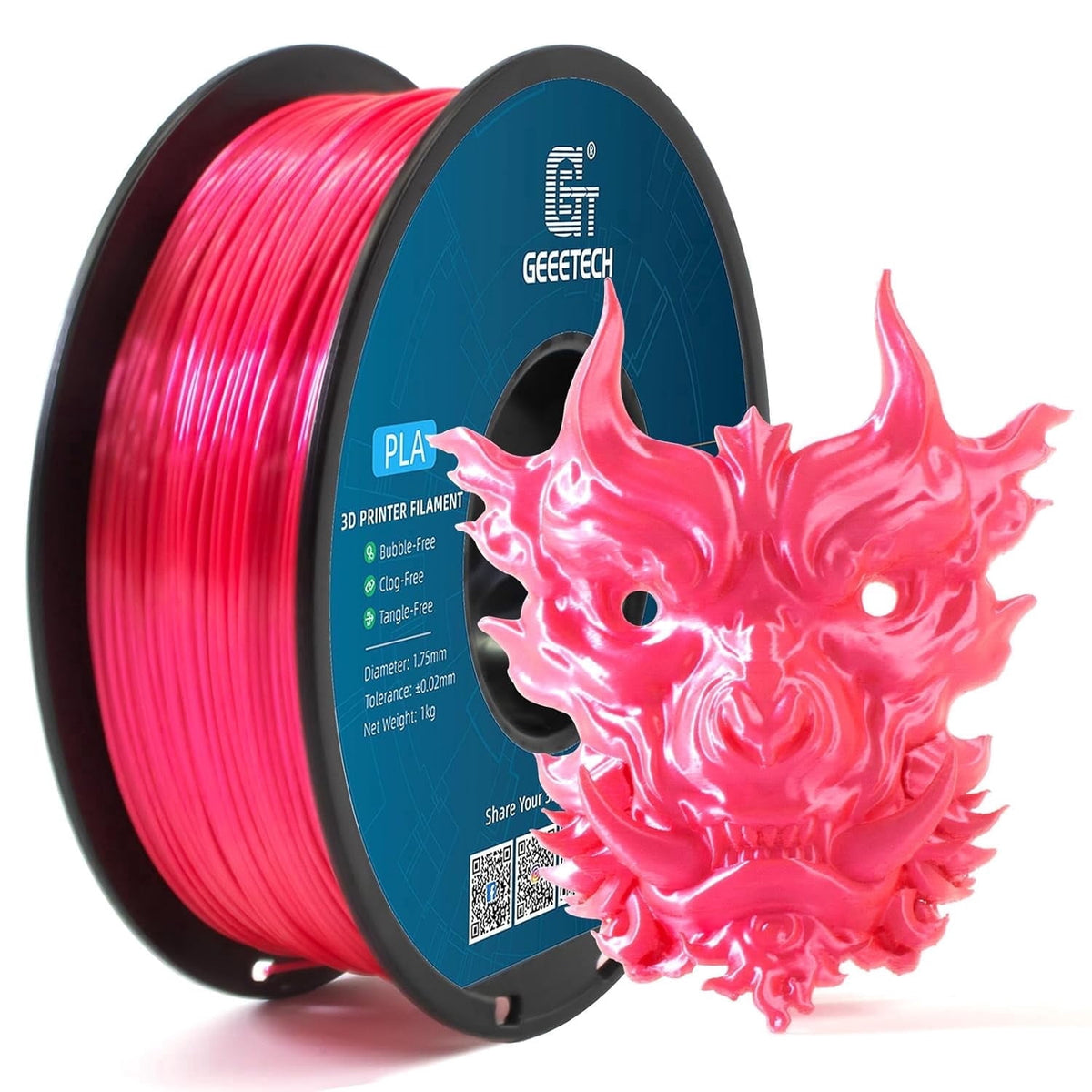 GEEETECH 3D Printer silk magenta PLA Filament 1.75mm 1kg Spool (2.2lbs),Dimensional Accuracy +/- 0.03mm