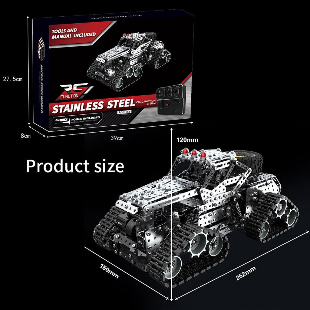 3D Metal Puzzle RC Off-Road Truck, 1292PCS DIY Metal Model Kit, Tracked Engineering Vehicle with 360° Rotation, 3D Puzzle for Adults, Electric Remote Control Car Building Set