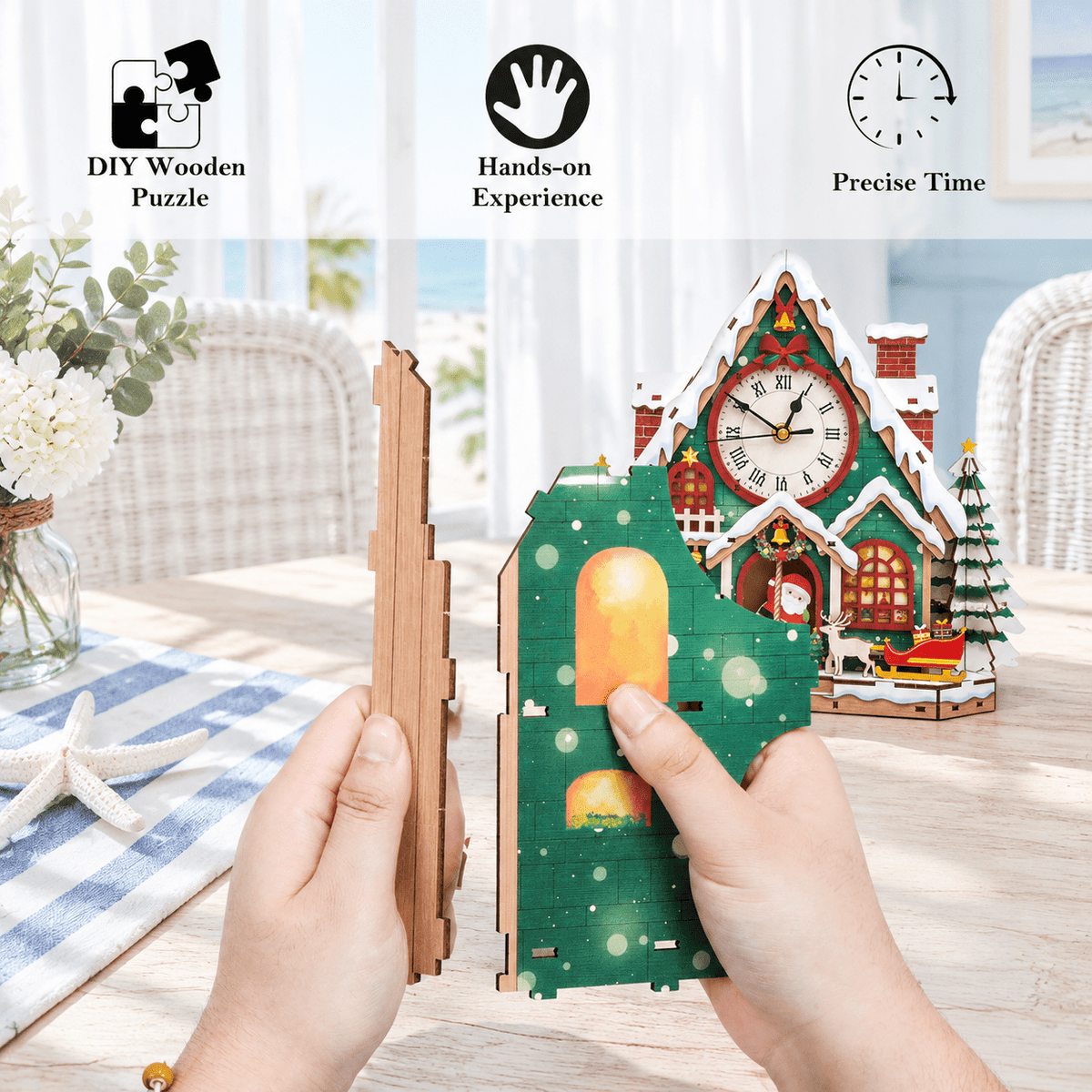 Butterfly Clock 3D Wooden Puzzle Clock DIY Mechanical Craft Kit for Adults Teens