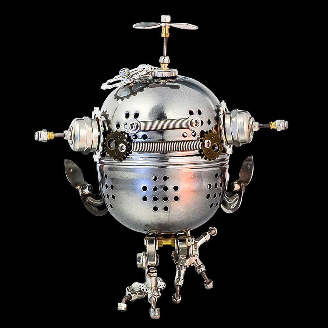 Lantern Fish 3D Metal Puzzle DIY Steampunk Assembly Kit, 700+PCS Mechanical Model with Movable Fins, Color-Changing Lamp & Collectible Gift for Adults & Teens