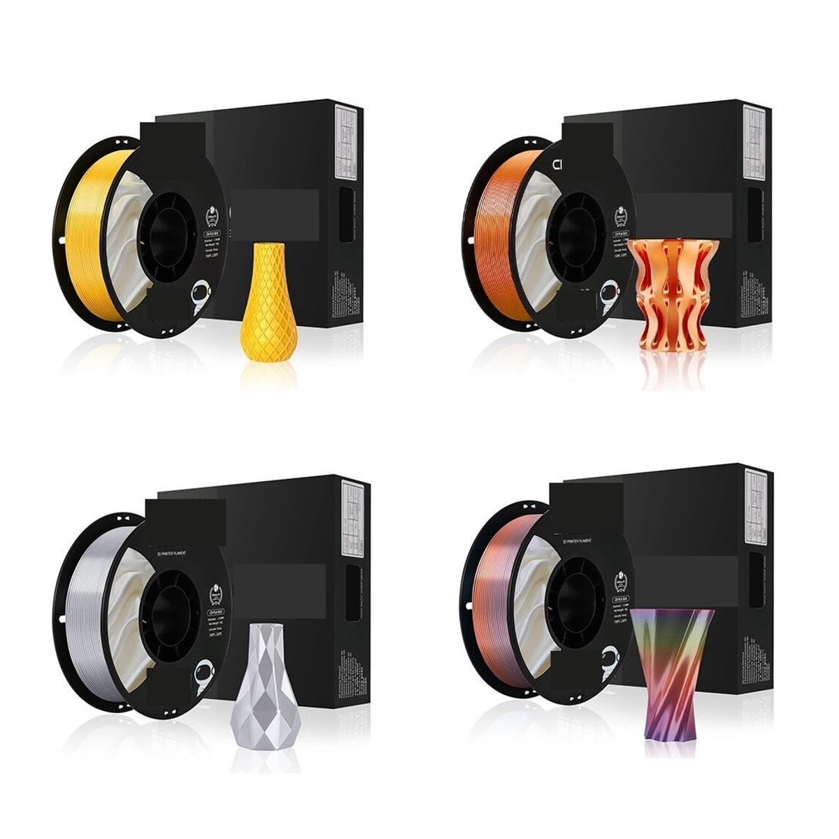 Silk PLA Filament 1.75mm 3D Printer Filament, No-Tangling Strong Bonding Overhang Performance For FDM & FFF 3D Printers