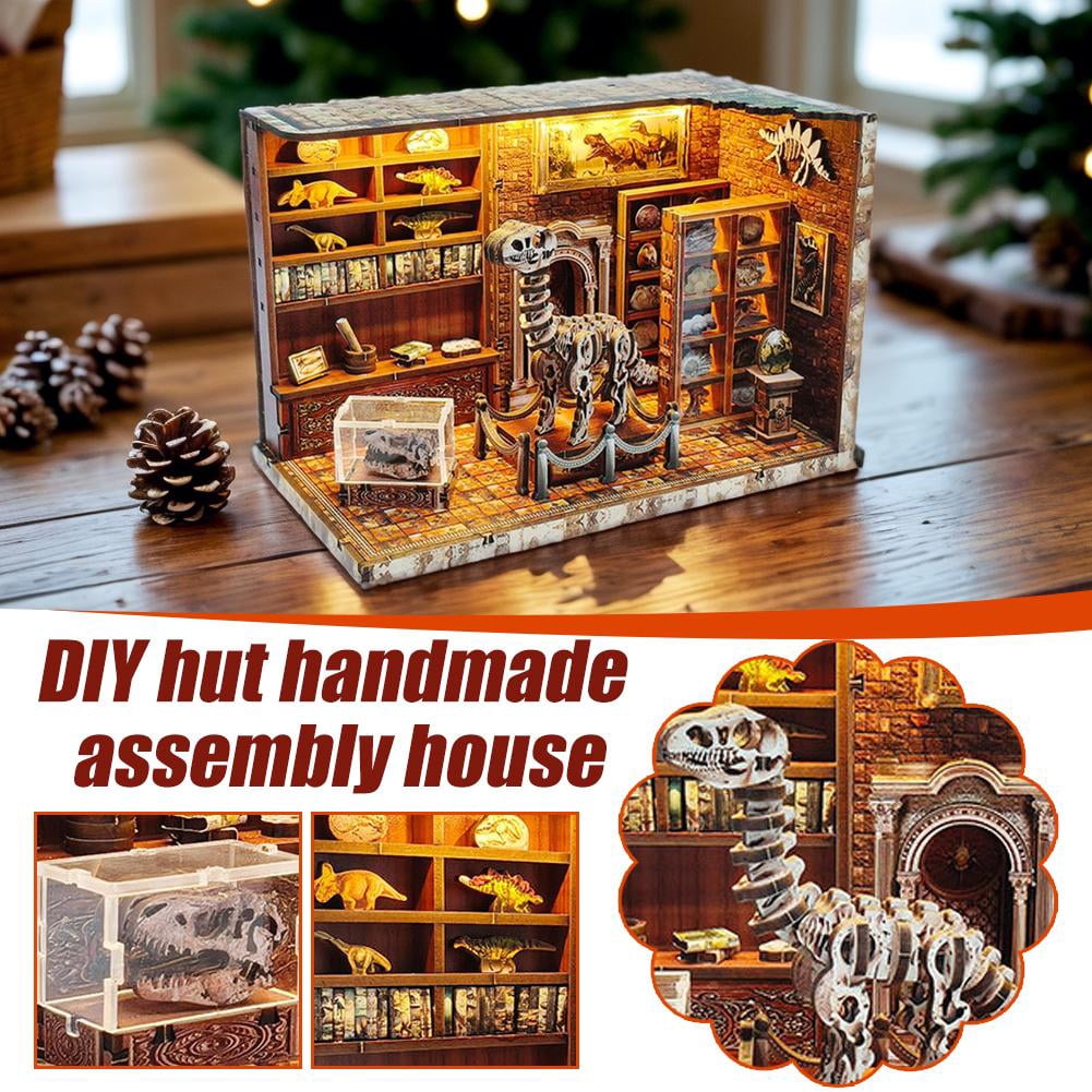 3D Wooden Puzzles for Adults, DIY Dinosaur Miniature , Book Nook Kit, Built-in LED Model Kit Dinosaur Gifts for Adults Teens Home Decor, Ideal Christmas Puzzle Gifts for Men Women