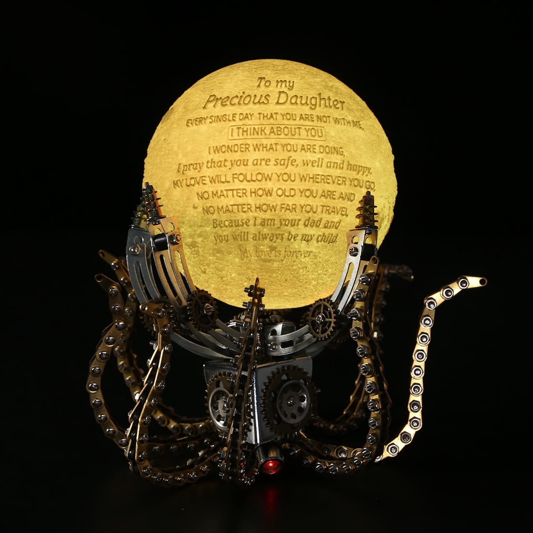 Mechanical Octopus 3D Metal Model Kit with Moon Lamp, Touch 3 Colors, Customizable Steampunk Puzzle & Desk Light, Perfect Room Decor and Gift Choice