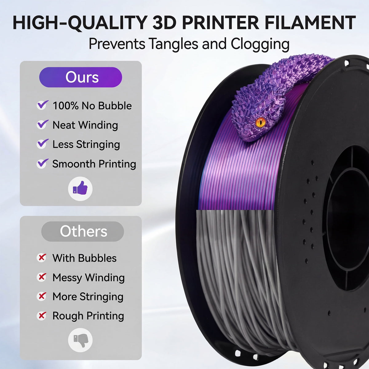 Epelay PLA Plus 3D Printer Filament, 1.75mm, 1kg Spool, Black, Compatible with Most FDM Printers