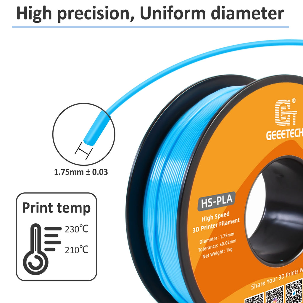 Geeetech 1.75mm PLA 3D Printer Filament, 1kg Spool (2.2lbs), Dimensional Accuracy +/- 0.03mm,yellow