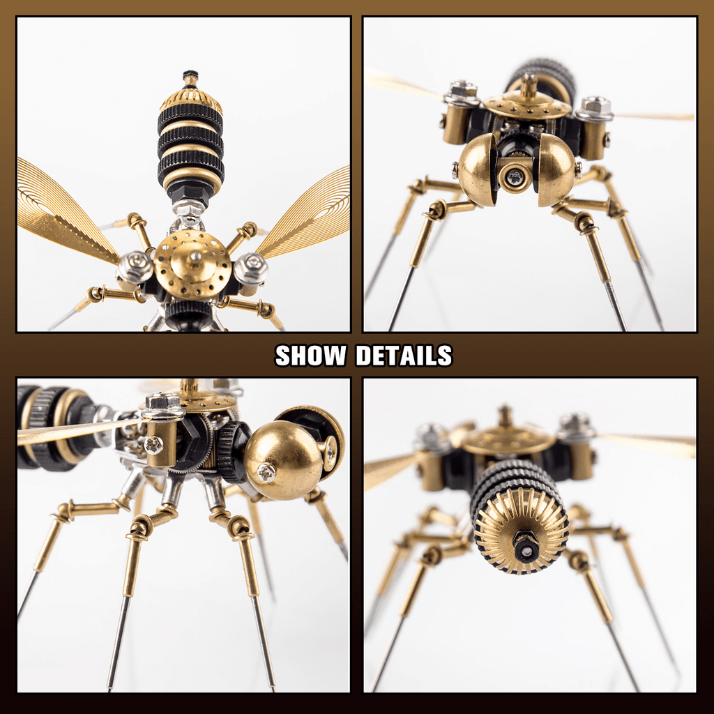 3-in-1 Steampunk Insect Metal Model Kit, Mosquito, Deck Insect & Bee Brass Puzzle Assembly Set, 270PCS 3D Jigsaw Puzzles for Adults