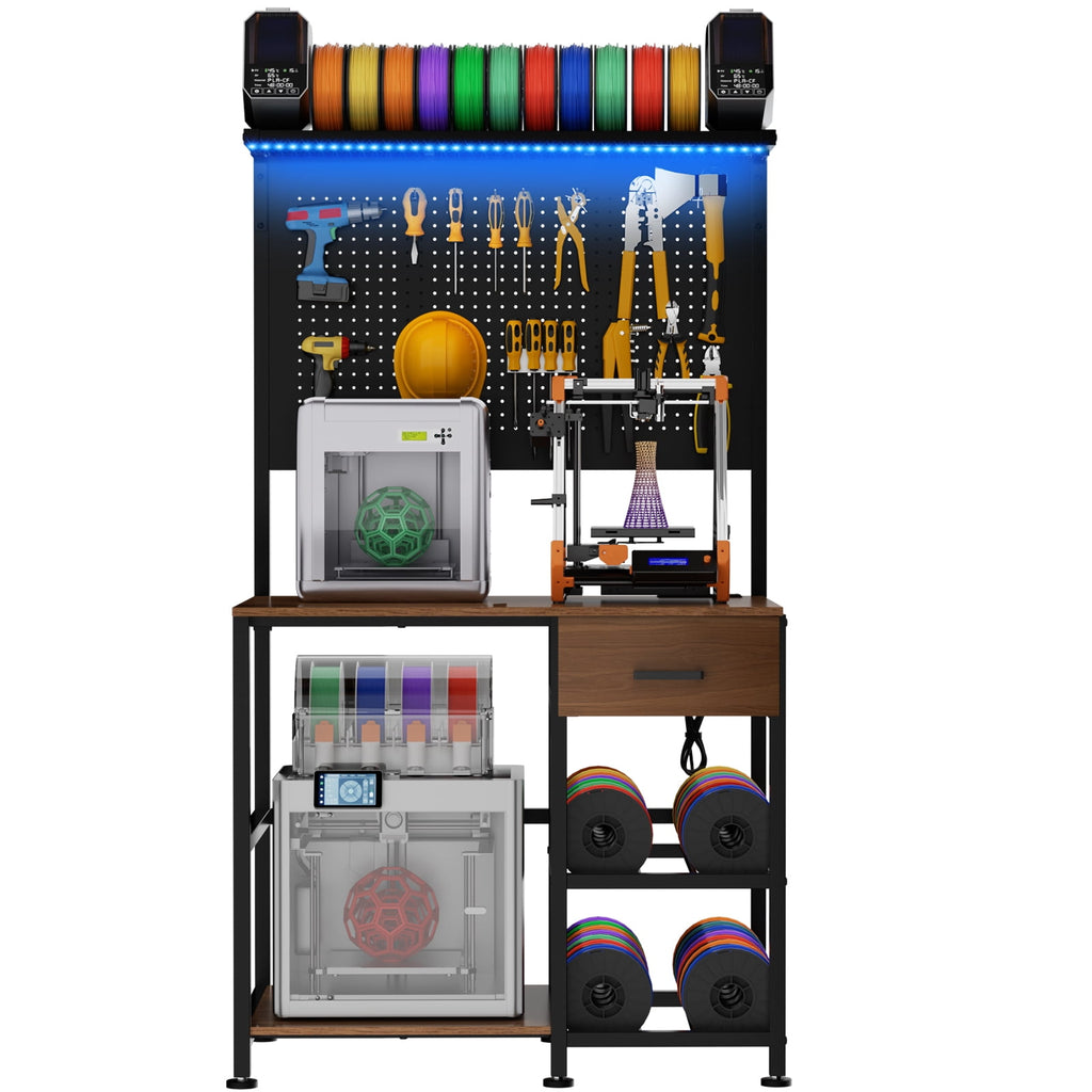 OmniHaven Dual 3D Printer Stand with Filament Storage and Lockable Wheels