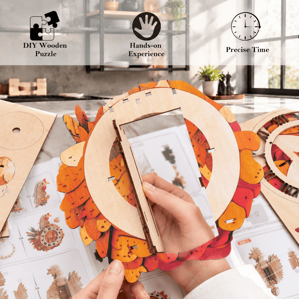 Butterfly Clock 3D Wooden Puzzle Clock DIY Mechanical Craft Kit for Adults Teens