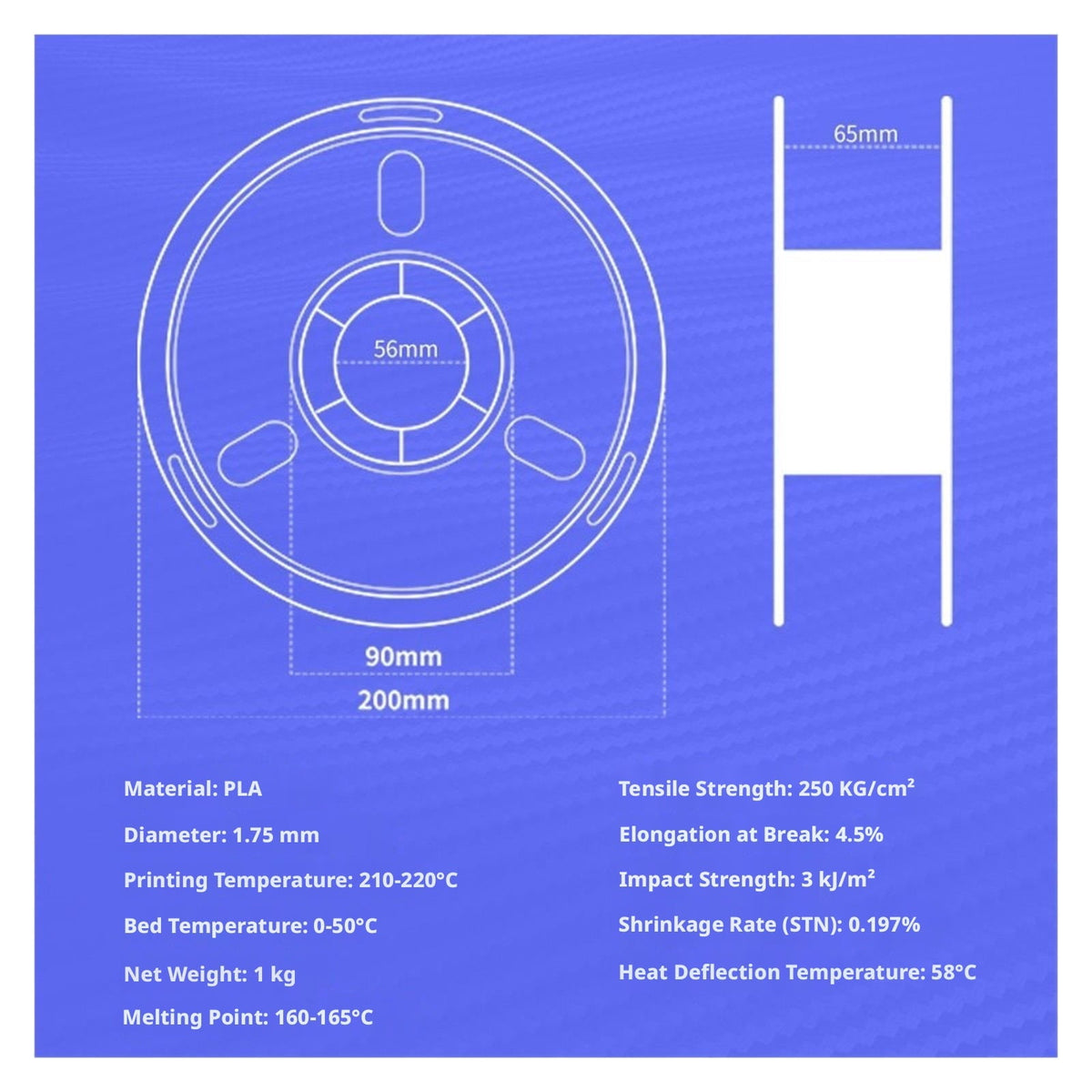 PLA 3D Printer Filament 1.75mm 1kg High Temp Resistant Consumable
