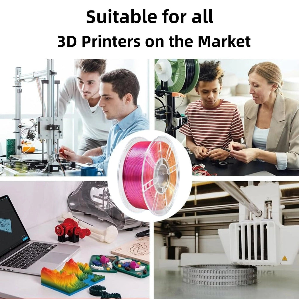 PLA Silk 3D Printer Filament 1.75mm, Dimensional Accuracy +/- 0.02 mm, 1KG Spool (2.2lbs) PLA Gradient Color
