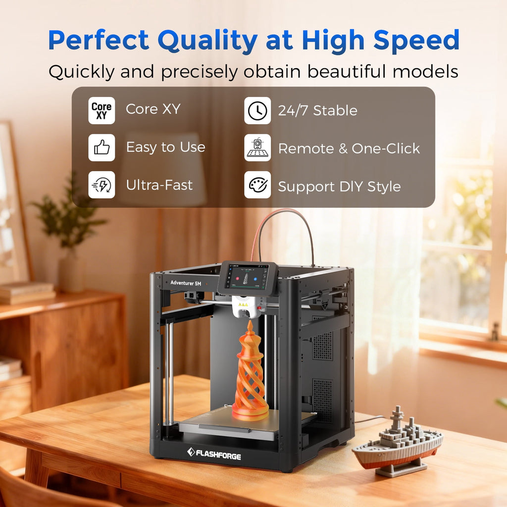 Flashforge AD5X 3D Printer, Multi-Color Printer with Display Screen, 600mm/s High Speed, 1 Count, Black