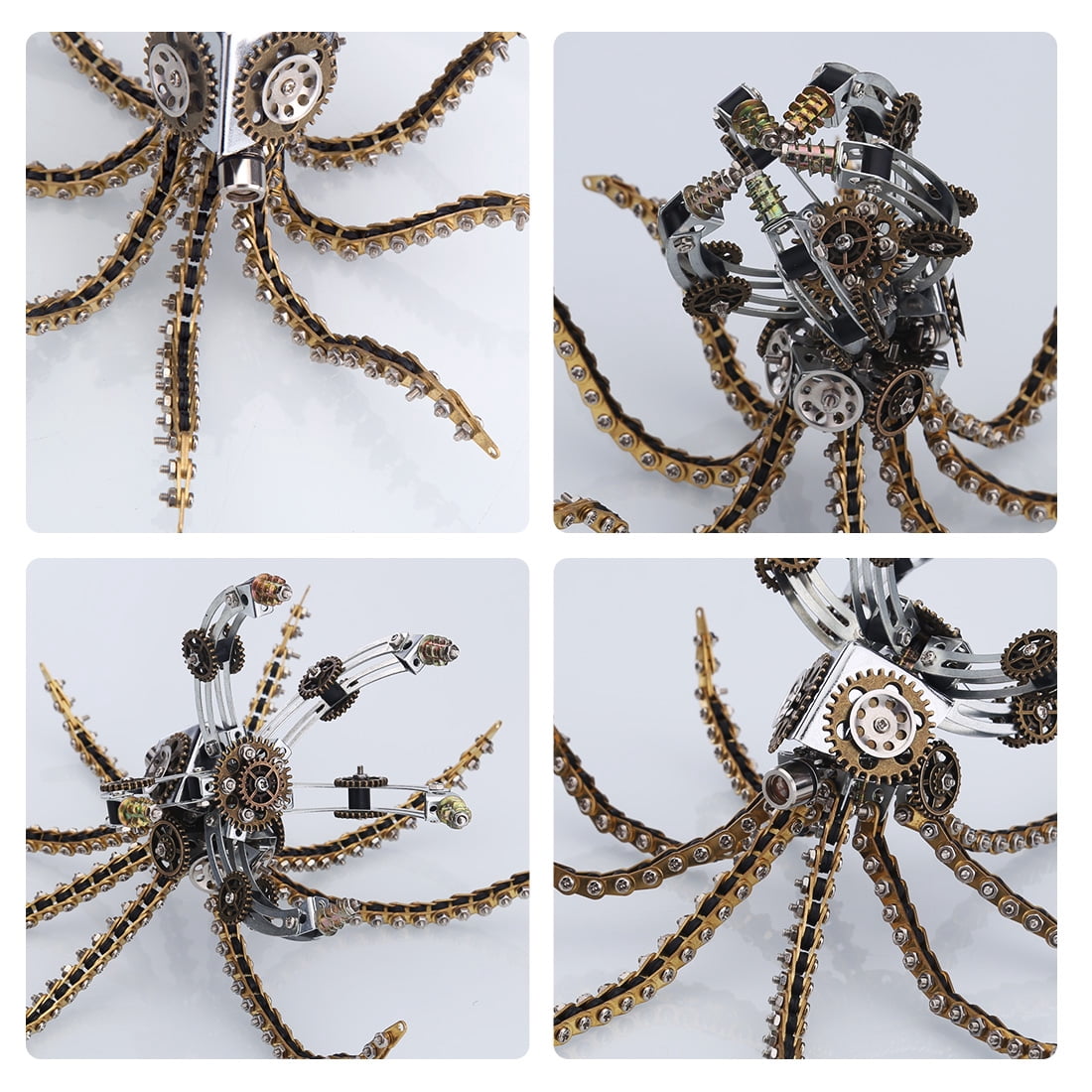 Mechanical Octopus 3D Metal Model Kit with Moon Lamp, Touch 3 Colors, Customizable Steampunk Puzzle & Desk Light, Perfect Room Decor and Gift Choice