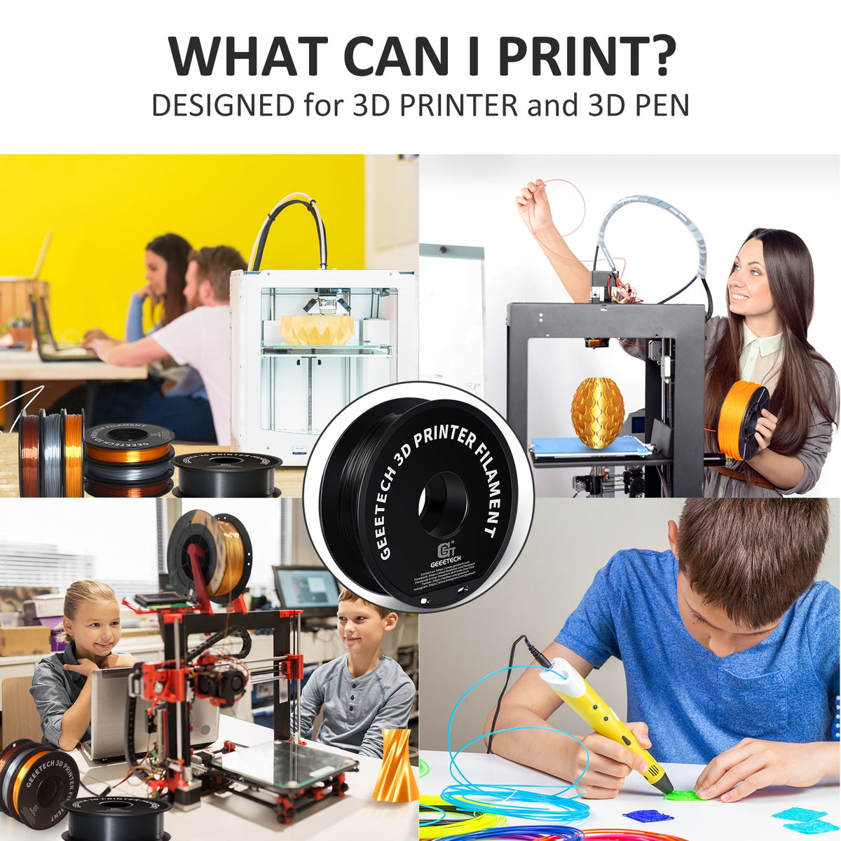 Geeetech 3D Printer Silk Purple PLA Filament 1.75mm 1kg Spool (2.2lbs), Dimensional Accuracy +/- 0.03mm