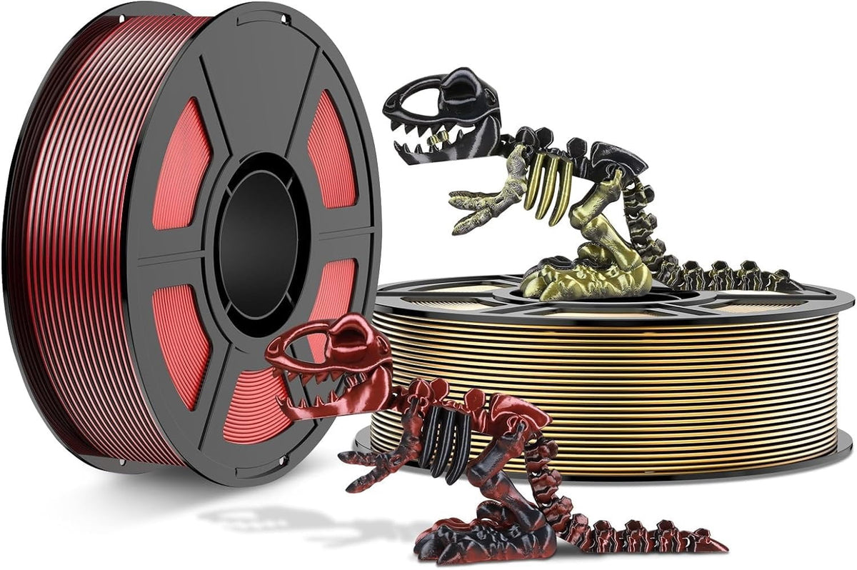 2kg Bicolor Silk PLA Filament 1.75mm, Black /Black Red PLA