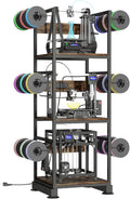 3-Tier 3D Printer Stand, Rack with Filament Storage, Retro Brown | Supports up to 3 printers side filament storage, 2 AC outlets + USB ports, 150 lb capacity for studios and workshops