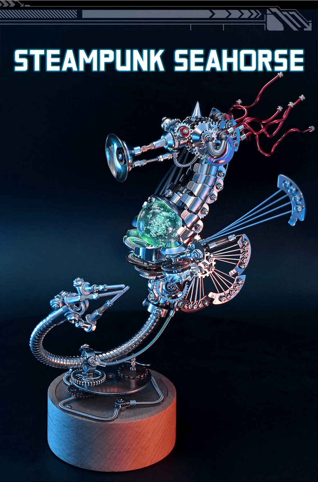 3D Metal Puzzles Steampunk Giant Squid Model Kit, 295+PCS DIY Assembly, Animal Metal Puzzle for Adults & Teens 16+, Exquisite Desktop Display for Home and Office Decor