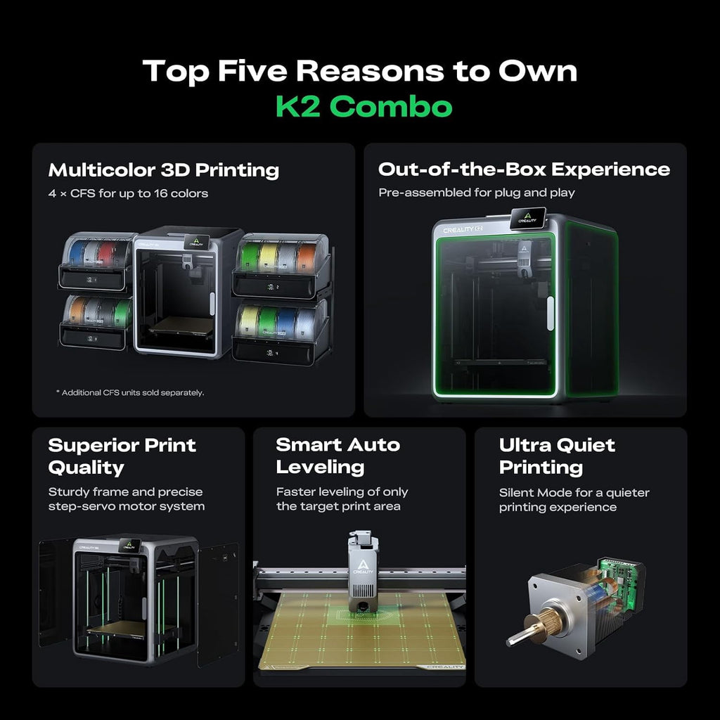 Creality K2 Combo 3D Printer, Multicolor Printing with CFS, 600mm/s Printing Speed, 95% Pre-Assemble