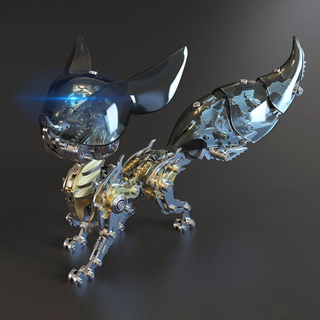 DIY 3D Metal Puzzle Mechanical Fox Model Kit – 339PCS Fox Steampunk Assembly Puzzle with LED Lights, Collectible Desk Decor & Creative Gift for Teens 15+ and Adults