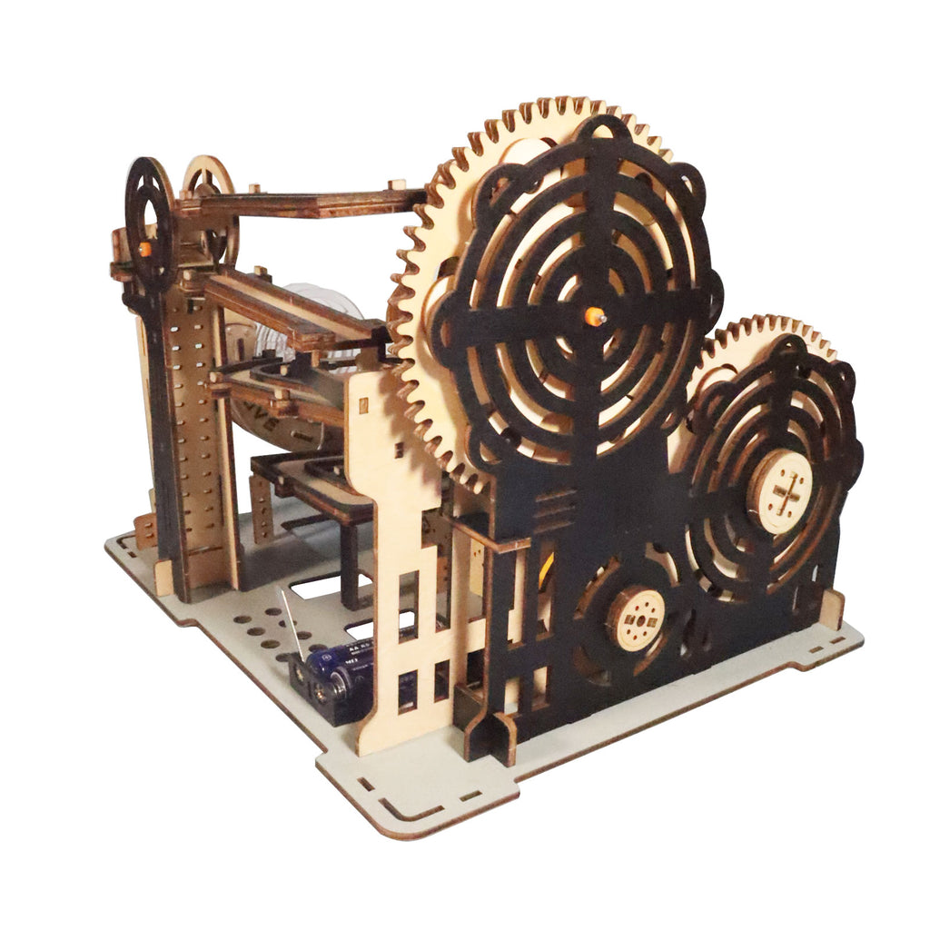 Electric 3D Wooden Puzzles Marble Run Model Kits Brain Teaser Puzzle DIY handmade gift(Without battery)