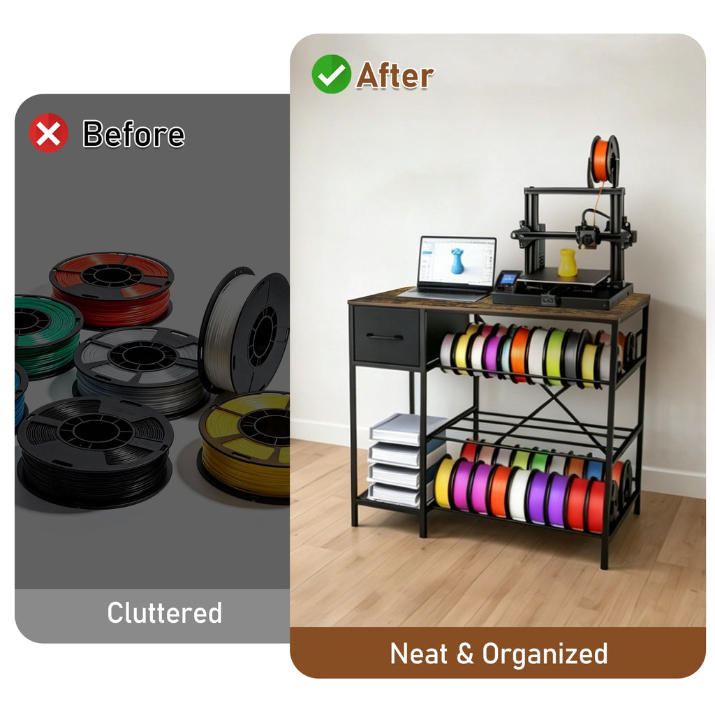 3D Printer Stand with Large Filament Storage – 4-Tier 3D Printer Filament Storage Rack with Drawer, Heavy Duty 3D Printer Table Desk for Home, Workshop, Office, Studio, Classroom, Garage