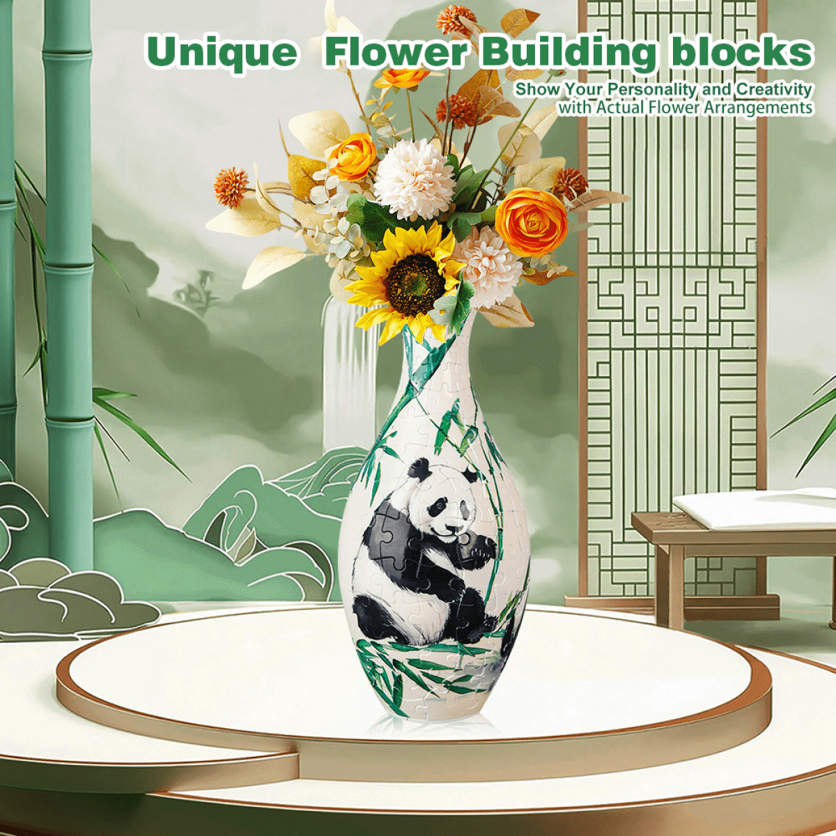 3D Puzzle Vase with 160 3D Jigsaw Puzzle Pieces for Adults & Kids Flower Arrangement Home Decor