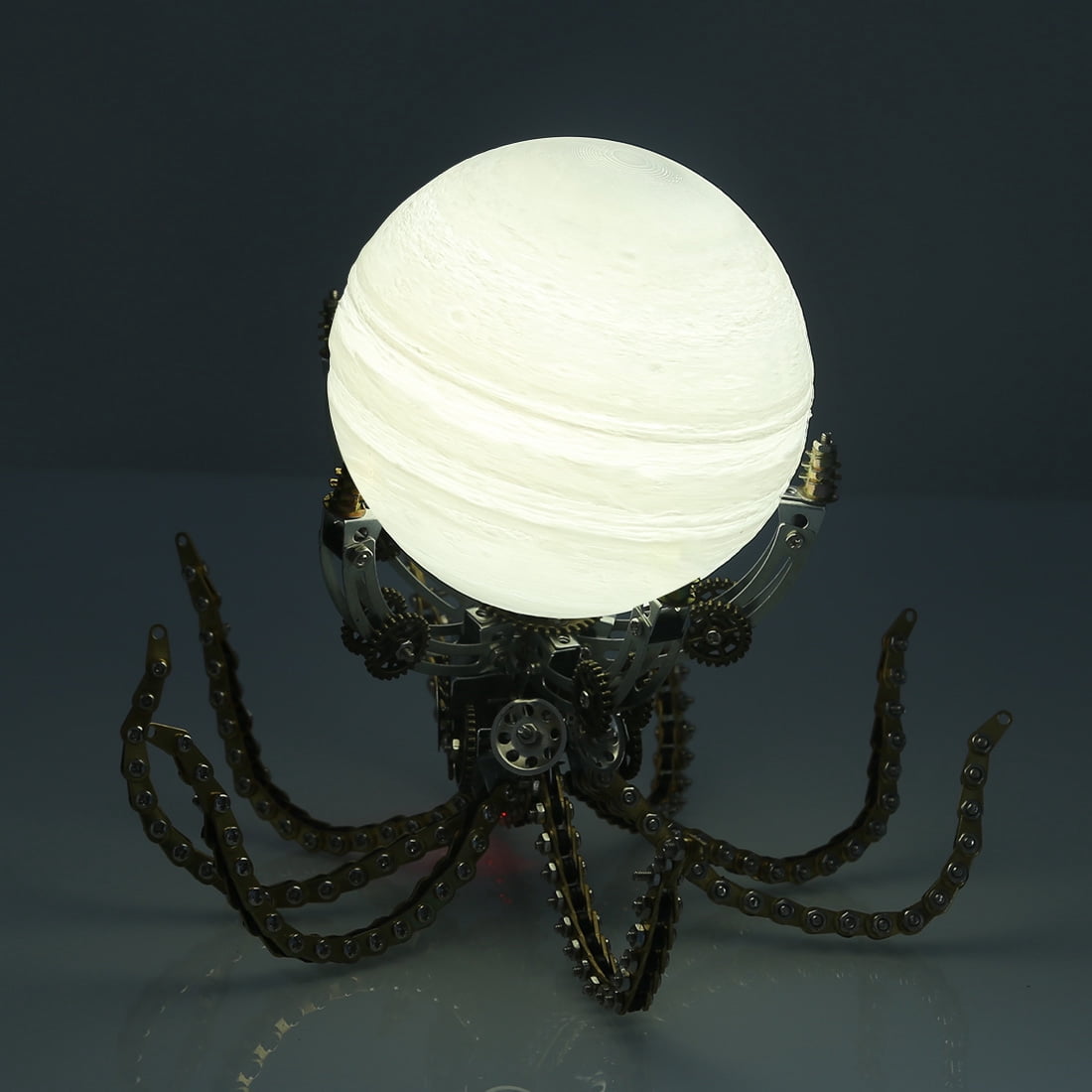 Mechanical Octopus 3D Metal Model Kit with Moon Lamp, Touch 3 Colors, Customizable Steampunk Puzzle & Desk Light, Perfect Room Decor and Gift Choice
