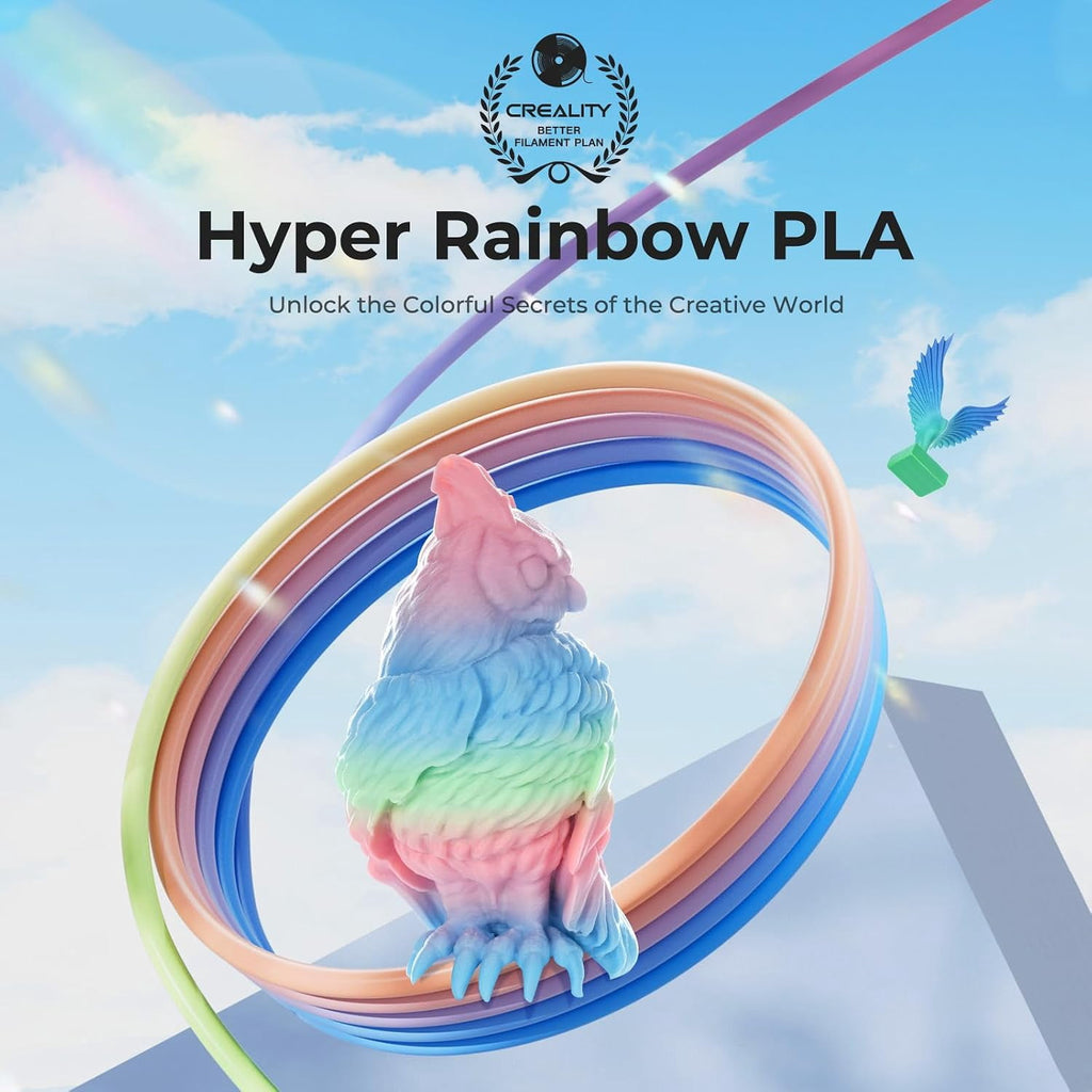 Creality Hyper Rainbow PLA 3D Printing Filament Smooth Vibrant Gradients 300mm/s Printing Speed 2.2lb-Wild Blossom(Short)