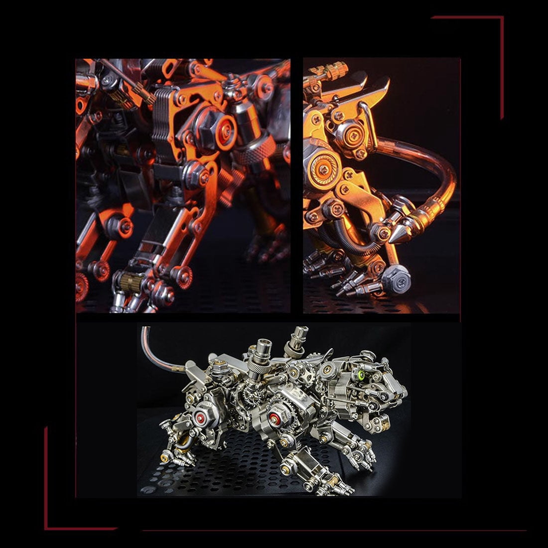 3D Metal Puzzle Colorful Bengal Tiger Model Kit, 700PCS Mechanical Steampunk Tiger 3D Metal Jigsaw Puzzle to Build, DIY Assembly Gift for Adults & Teens -Wings 1 Pair