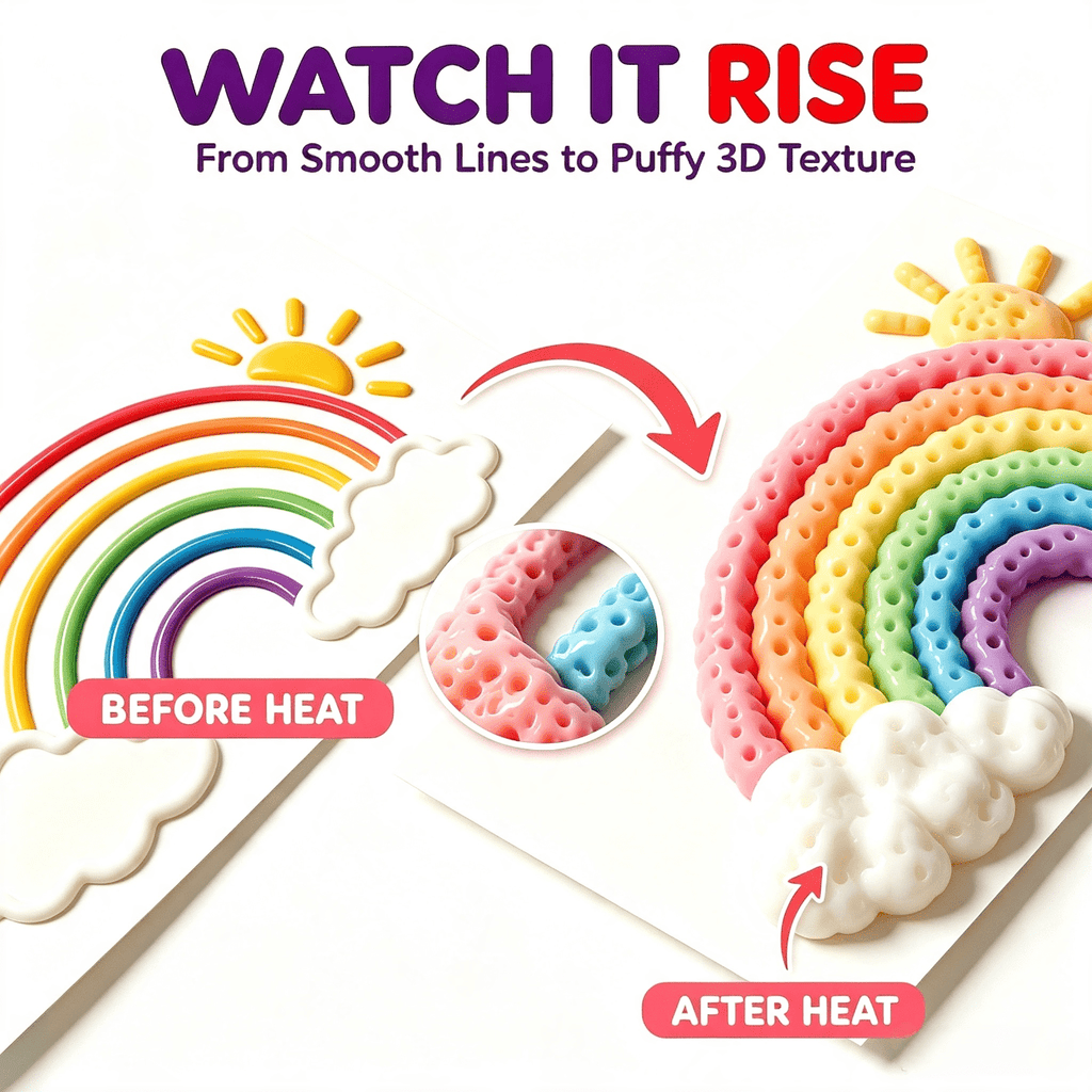 Magic DIY Puffy Popcorn Drawing Pens, Heat‑Activated 3D Raised Bubble Art Markers, Washable Paint Pens for Greeting Cards, DIY Crafts & Scrapbooking