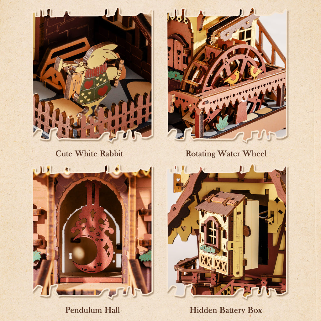 Robotime Cuckoo Clock Wood 3D Puzzles DIY Craft Kit for Adults 435 Pieces