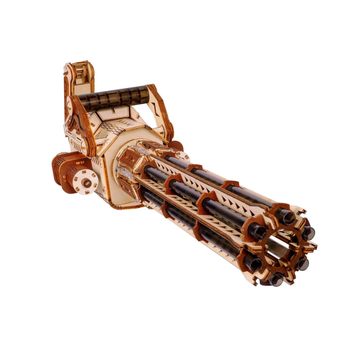 DIY 3D Wooden Gatling Gun Model Kit, Laser Cut Basswood Puzzle, Collectible Hobby Gift
