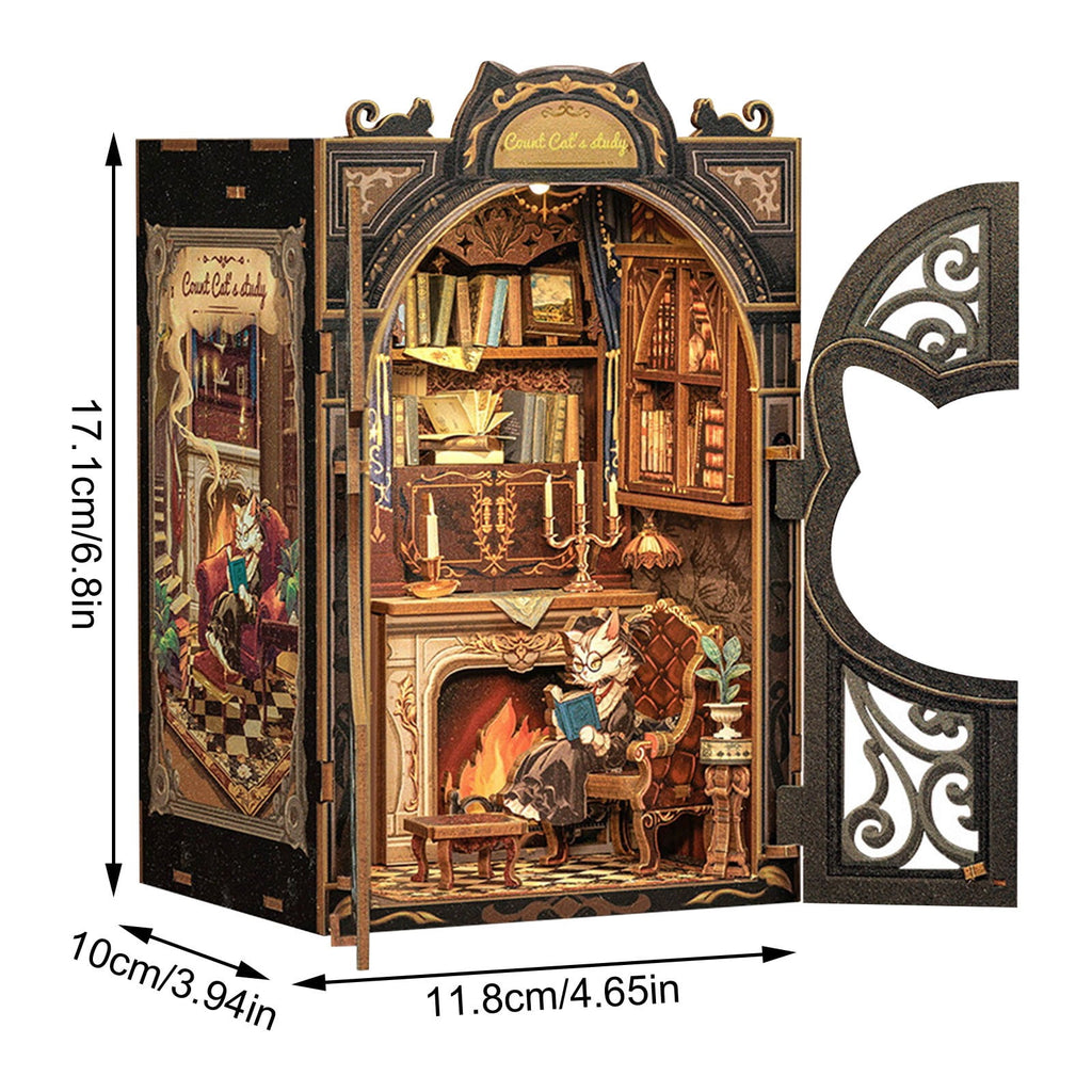 Owl Bookstore Book Nook Kit - DIY Miniature House Building Kit for Adults & Teens, 3D Wooden Puzzle Crafts for Bookshelf Decor & Gifts