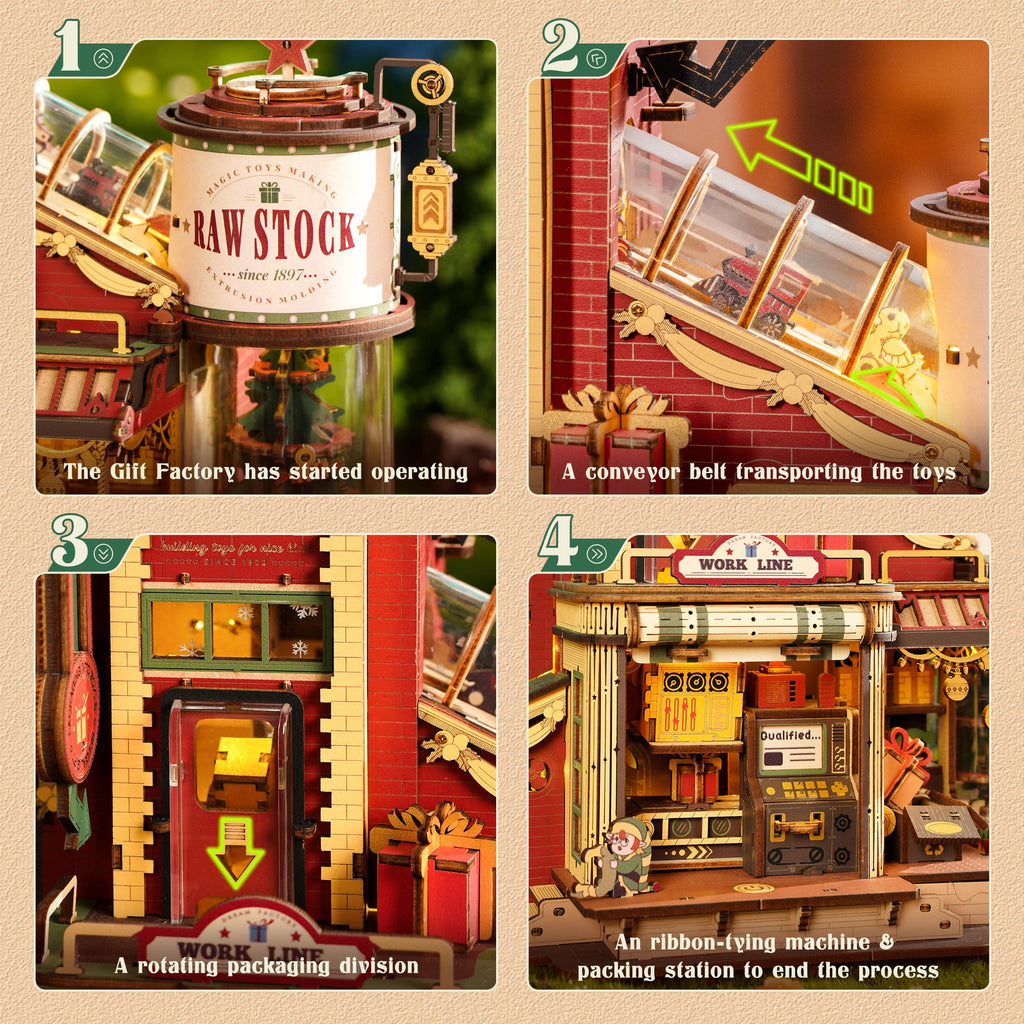 Robotime Dream Gift Factory 3D Puzzles Wooden Music Box, Diy Craft Kit for Adults & Teens 14+
