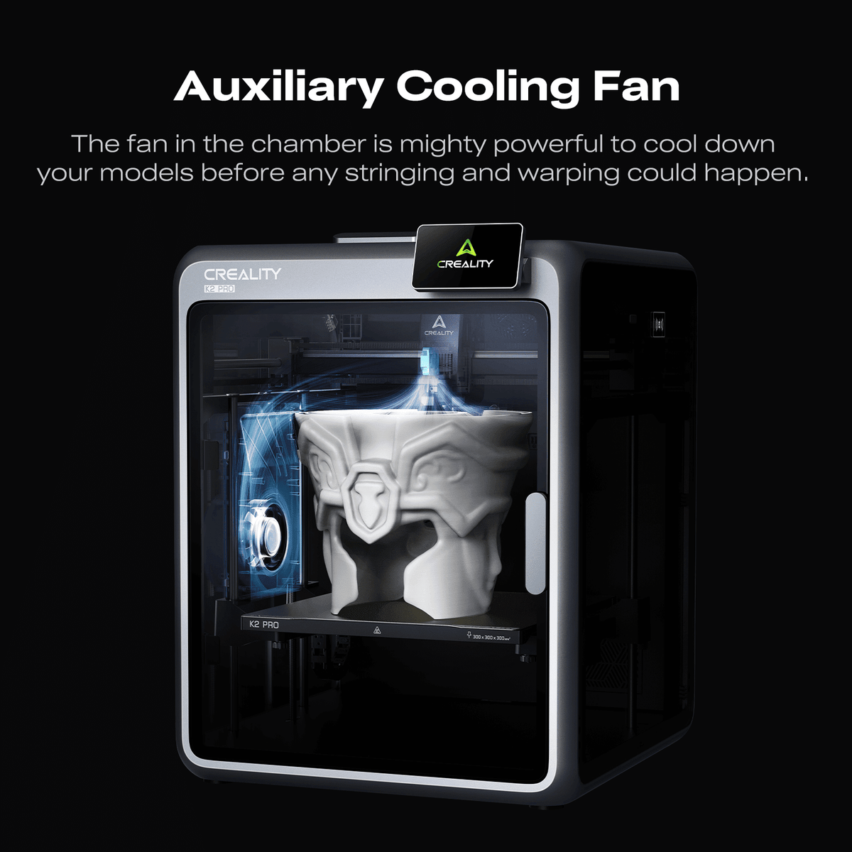 Creality K1 Max 3D Printer with 600mm/s High-Speed Fused Deposition Modeling 3D Printing Smart AI Function 300°C High-Temperature Nozzle Direct Extruder Auto Leveling Printing Size 11.81x11.81x11.81