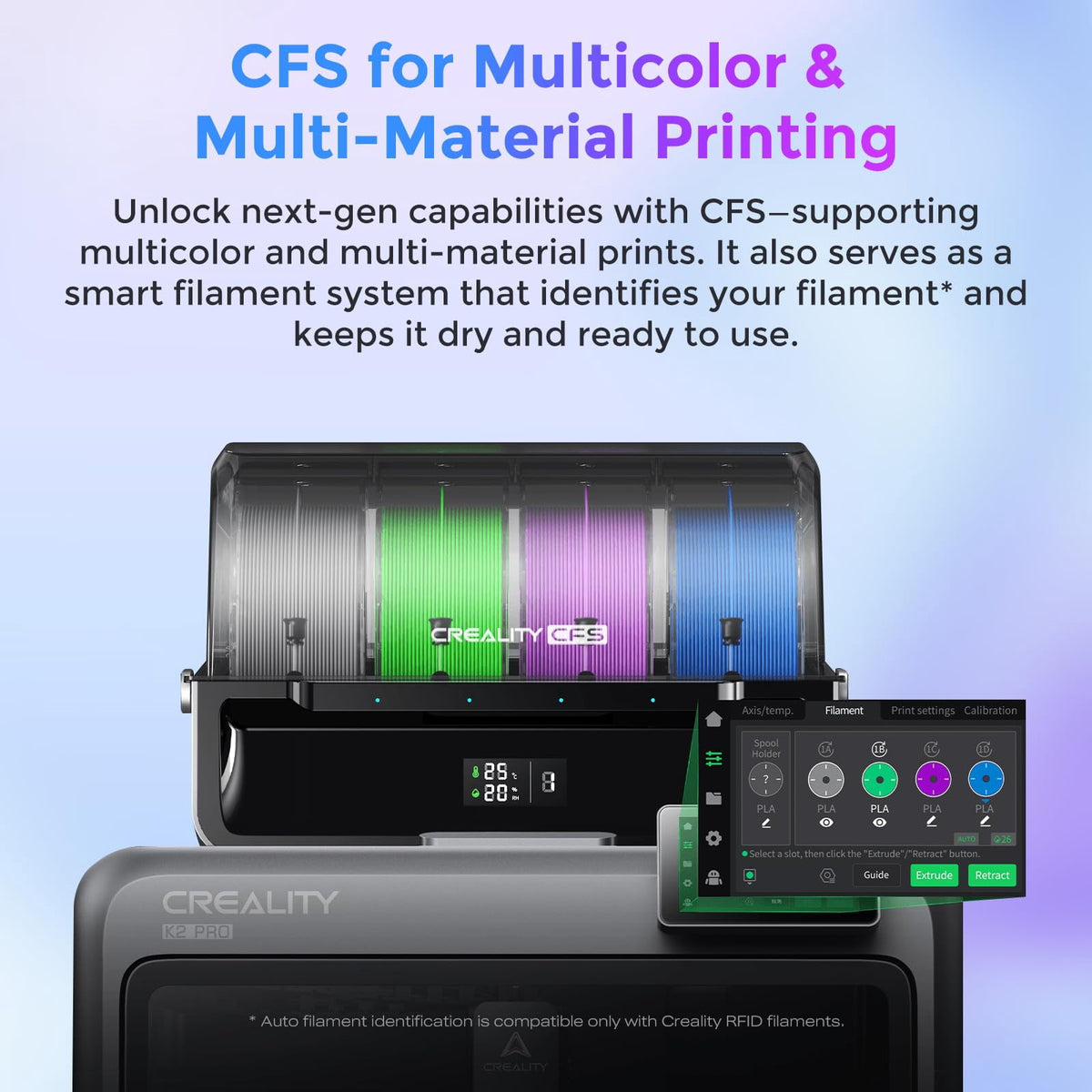 Creality Official K2 Pro Combo 3D Printer, Multi-Color with CFS, 600mm/s High-Speed, Dual AI Cameras, Auto-Leveling, 300x300x300mm Build Volume