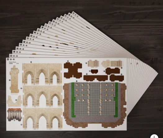4D Build Notre Dame 3D Model Kit Puzzle with LED Lights