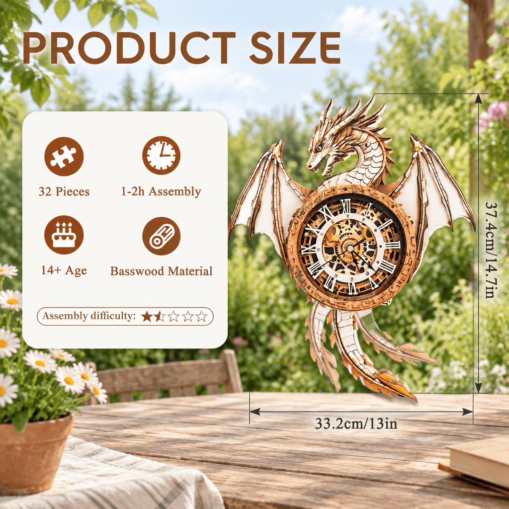 Wooden House Clock 3D Puzzle DIY Mechanical Clock Kit for Adults Teens