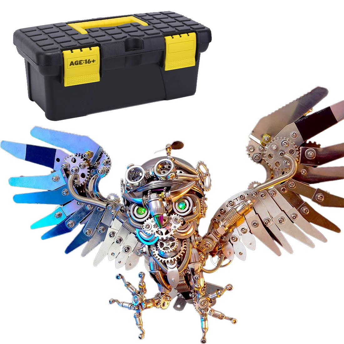 Lantern Fish 3D Metal Puzzle DIY Steampunk Assembly Kit, 700+PCS Mechanical Model with Movable Fins, Color-Changing Lamp & Collectible Gift for Adults & Teens