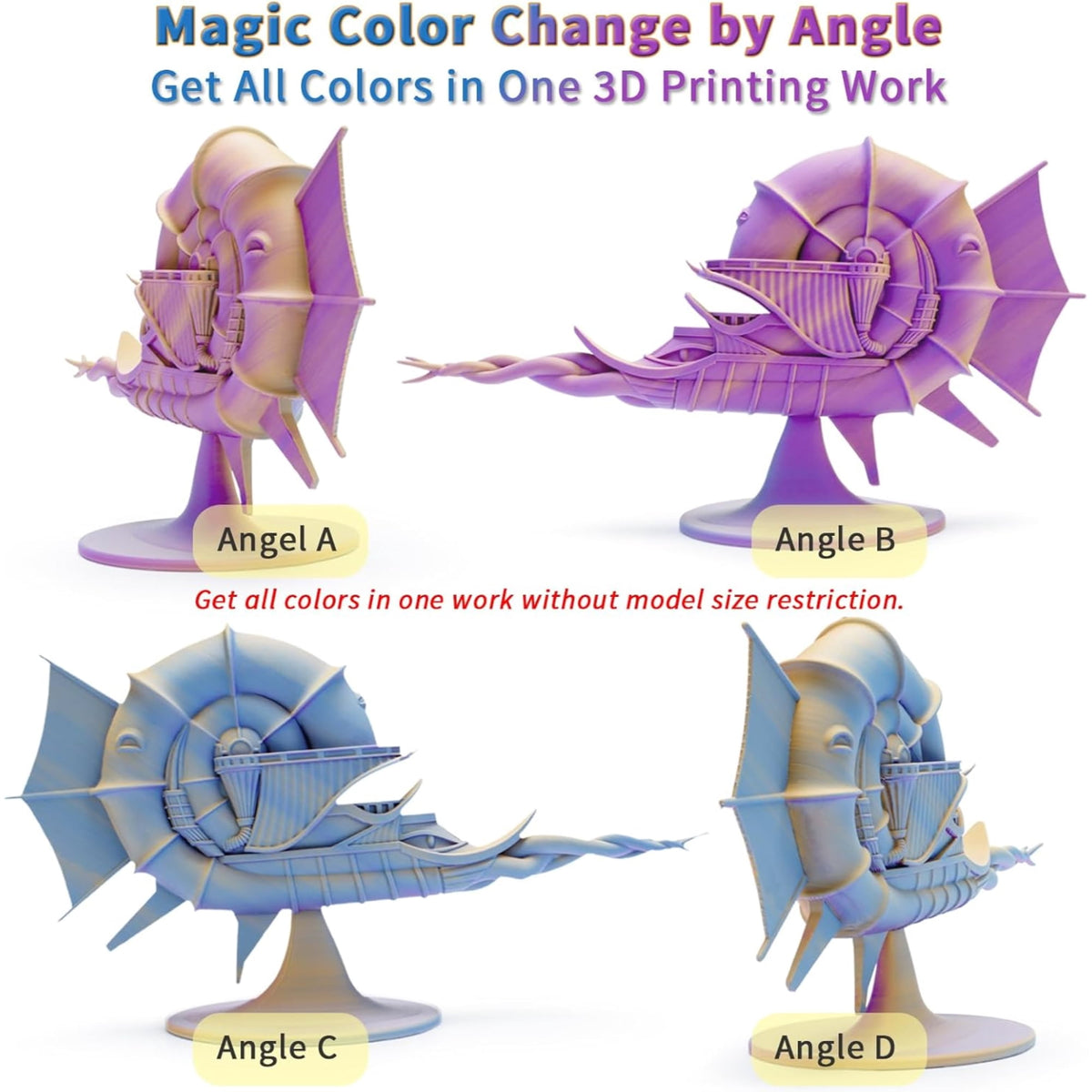 Ziro 3D Tri-Color Matte PLA 1.75mm 1kg, Volcano