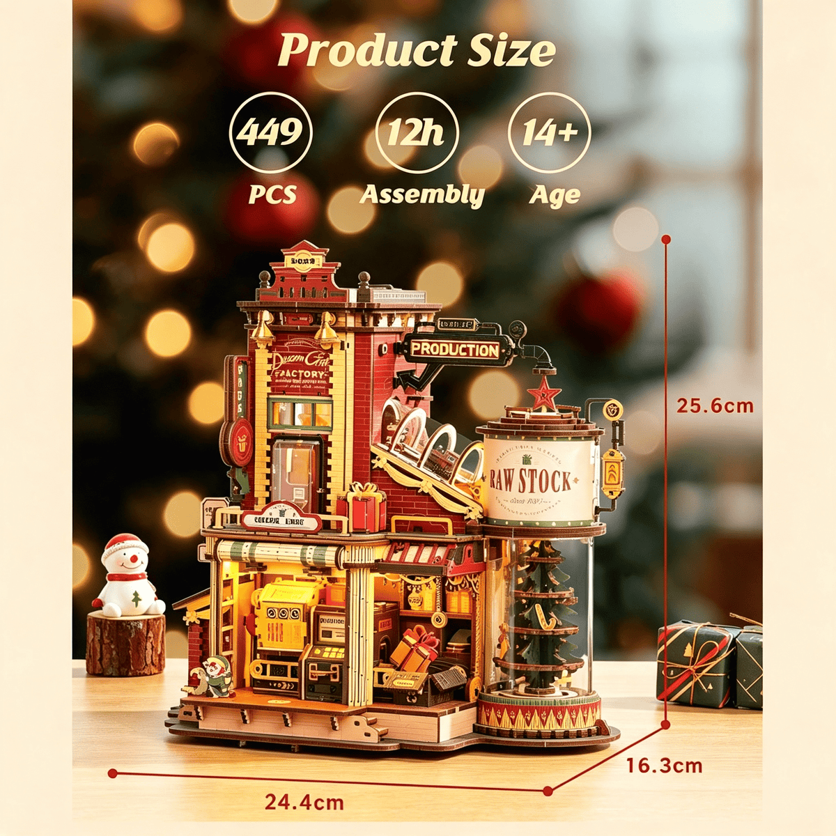 HHNOU 3D Wooden Puzzle for Adult - Gift Factory Mechanical Model Kit with Music & Lights, 449Pcs Adult Wooden Puzzles, Diy Building Puzzle for Adults, Challenging 3D Puzzles for Adults
