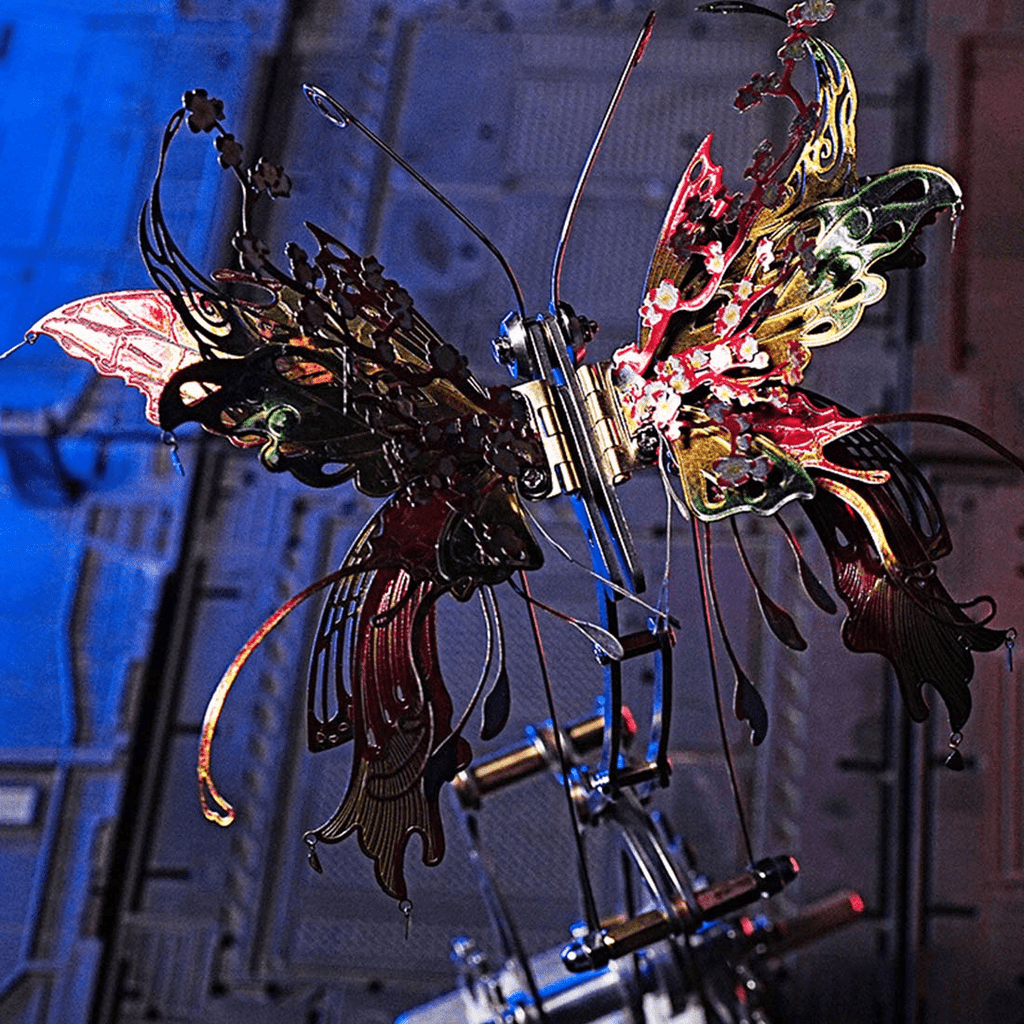 3D Metal Puzzles, Mechanical Butterfly Model Kit with Gear Transmission, Steampunk DIY Assembly, Stainless Steel Desk Decor Collectible Gift for Adults