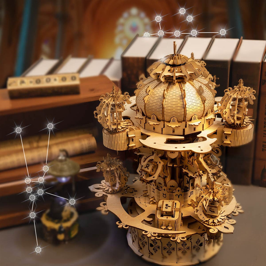 680PCS Celestial Castle Wooden Model Kit, Zodiac Star Map 3D Puzzle Assembly Set With Mechanical Display Decor For Hobbyists