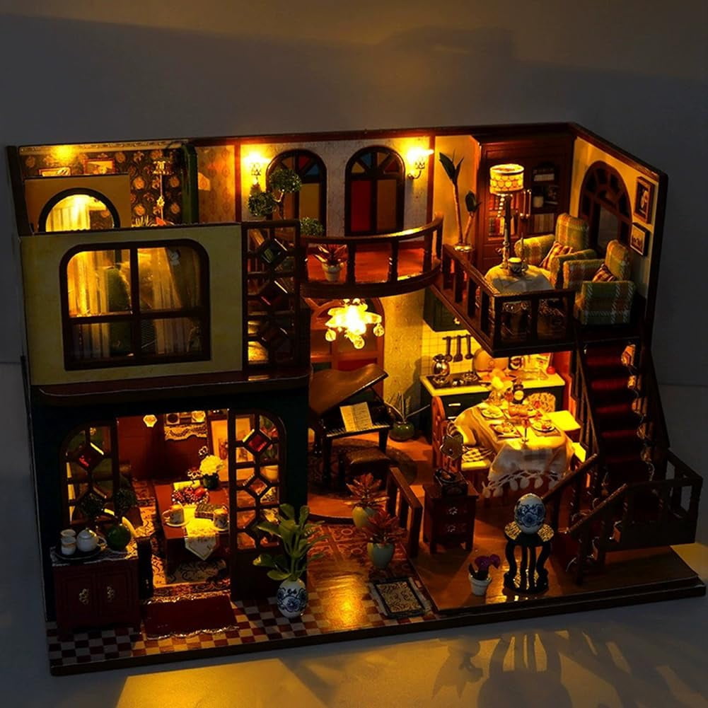 DIY Miniature House Kit, Mini Dollhouse Architectural Model, 3D Puzzles for Adults and Teens, Gifts for Friend and Parents