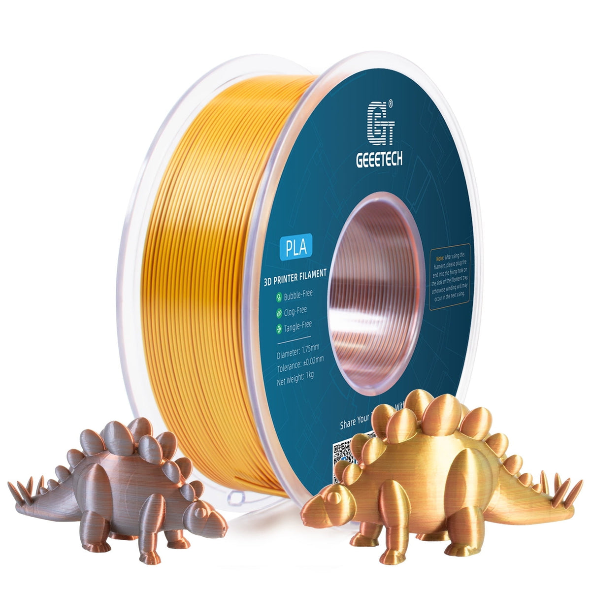 Geeetech Anti-silk type 3D Printer PLA Filament 1kg Toughness Enhanced Filament with 1.75mm Dimensional Accuracy +/-0.03mm, 1080 Feet per Roll, Vacuum Packaging Three-color blue, purple and black